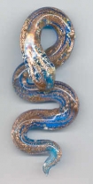Aqua, Silver Foil & Aventurina Snake Pendant